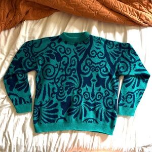 Rare Blue and green Ferruccio Busoni vintage sweater knitwear